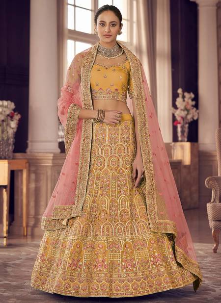 Yellow Colour ARYA 24 Heavy Wedding Wear Embroidery Work Bridal Lehenga Choli Collection 9421
